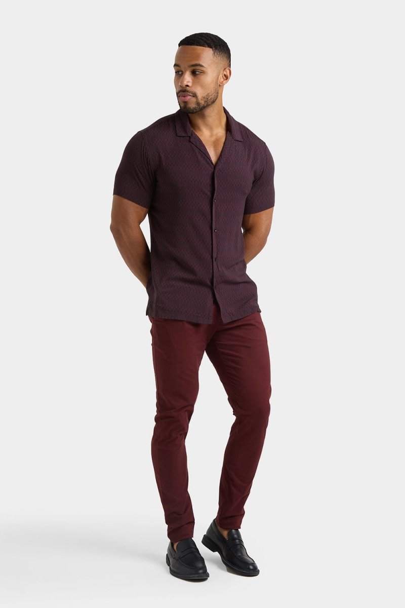 Athletic Fit Cotton Stretch Chino Pants in Deep Burgundy - TAILORED ATHLETE - USA