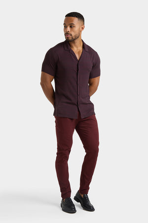 Athletic Fit Cotton Stretch Chino Pants in Deep Burgundy - TAILORED ATHLETE - USA