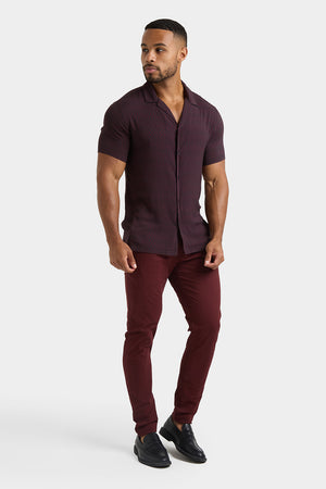 Athletic Fit Cotton Stretch Chino Pants in Deep Burgundy - TAILORED ATHLETE - USA