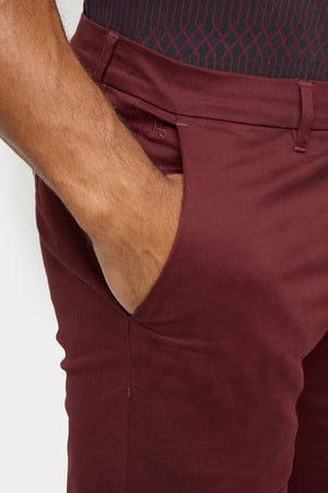 Athletic Fit Cotton Stretch Chino Pants in Deep Burgundy - TAILORED ATHLETE - USA