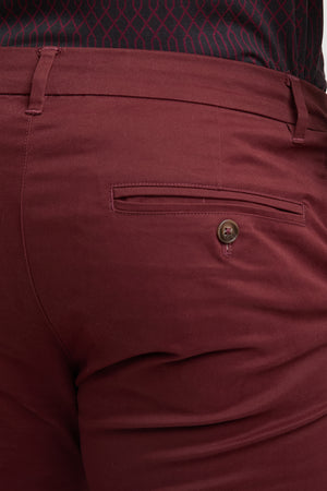 Athletic Fit Cotton Stretch Chino Pants in Deep Burgundy - TAILORED ATHLETE - USA