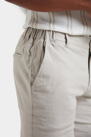 Linen-blend Shorts in Stone - TAILORED ATHLETE - USA