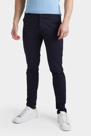 Athletic Fit Cotton Stretch Chino Pants in Navy - TAILORED ATHLETE - USA