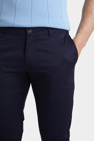 Athletic Fit Cotton Stretch Chino Pants in Navy - TAILORED ATHLETE - USA