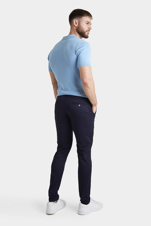 Athletic Fit Cotton Stretch Chino Pants in Navy - TAILORED ATHLETE - USA