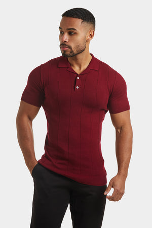 Ribbed Knitted Polo in Berry - TAILORED ATHLETE - USA