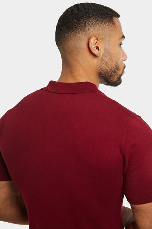 Ribbed Knitted Polo in Berry - TAILORED ATHLETE - USA