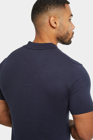 Ribbed Knitted Polo in Slate - TAILORED ATHLETE - USA