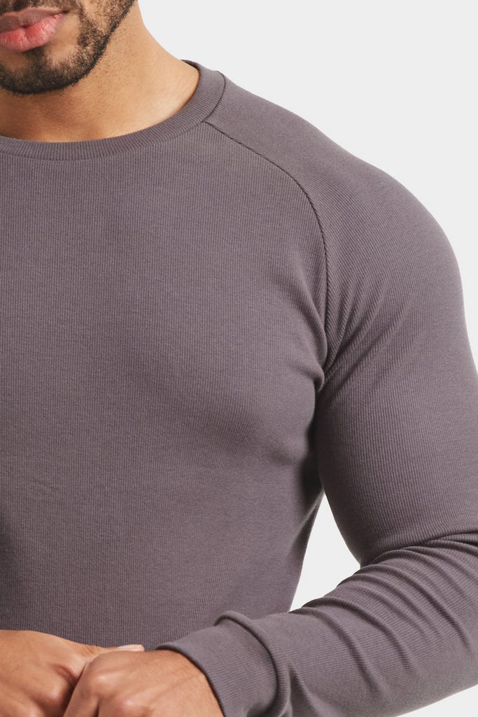 Rib Long Sleeve T-Shirt in Graphite