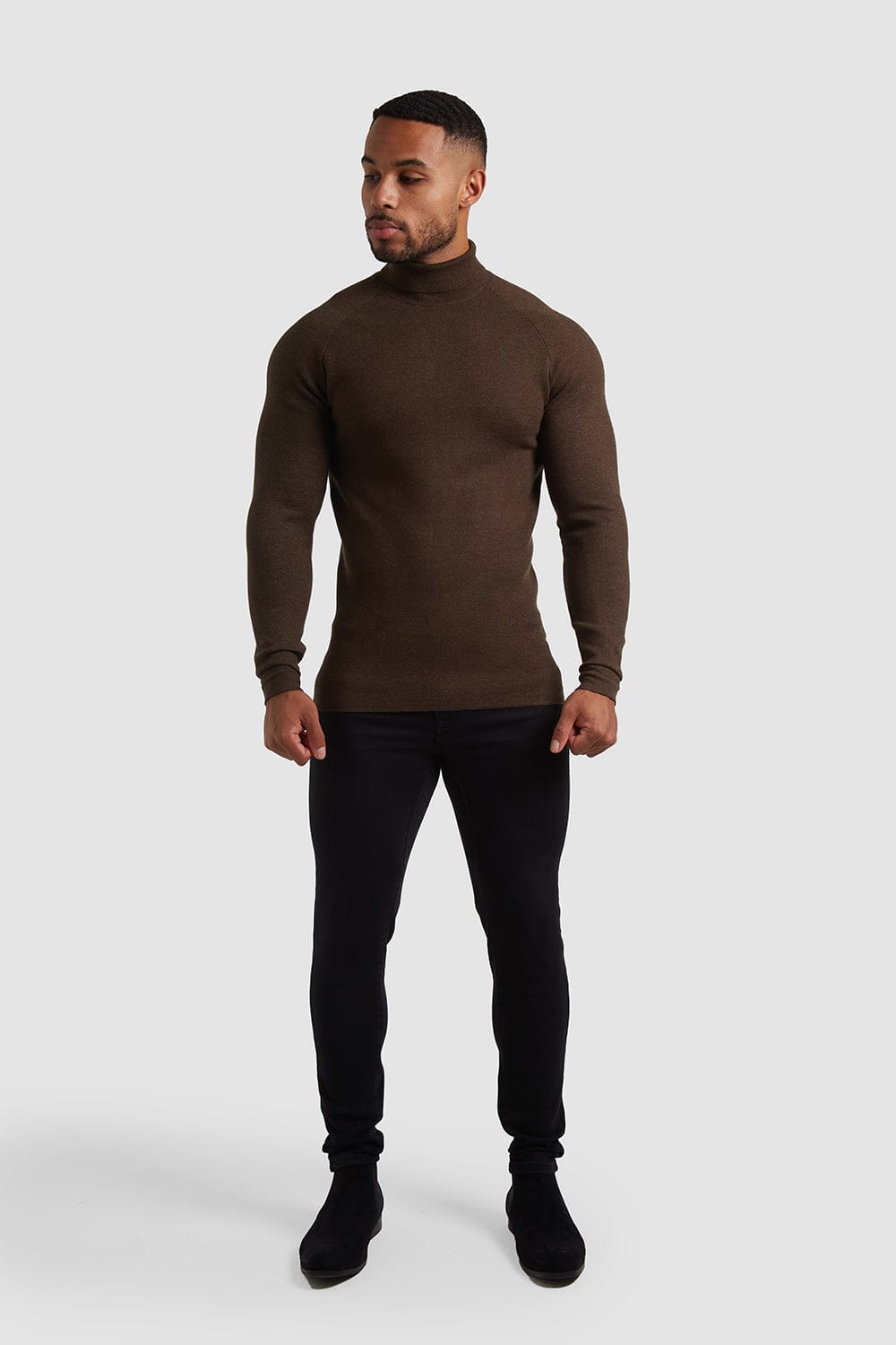 Dark grey roll store neck