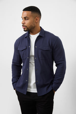 Twill Jersey Overshirt in Navy - TAILORED ATHLETE - USA