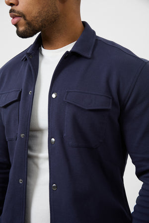 Twill Jersey Overshirt in Navy - TAILORED ATHLETE - USA