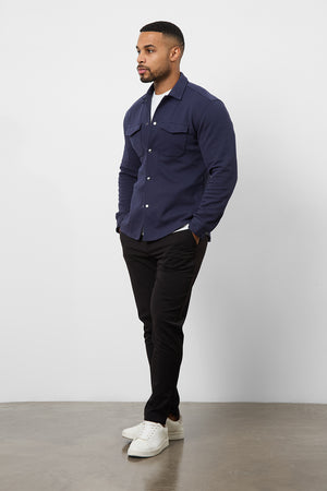 Twill Jersey Overshirt in Navy - TAILORED ATHLETE - USA