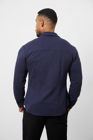 Twill Jersey Overshirt in Navy - TAILORED ATHLETE - USA