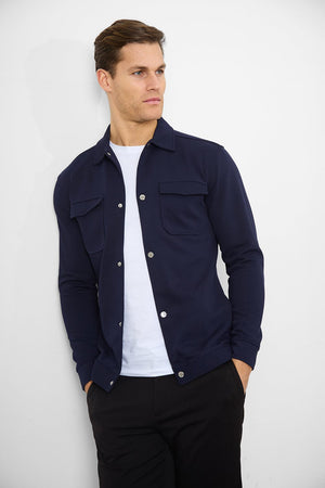 Jersey Shacket in Navy - TAILORED ATHLETE - USA