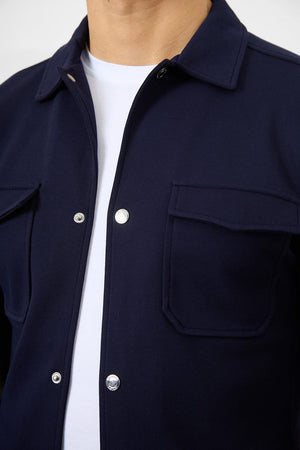 Jersey Shacket in Navy - TAILORED ATHLETE - USA