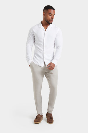 Plain Revere Collar Shirt in White - TAILORED ATHLETE - USA