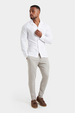 Plain Revere Collar Shirt in White - TAILORED ATHLETE - USA