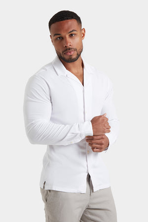 Plain Revere Collar Shirt in White - TAILORED ATHLETE - USA