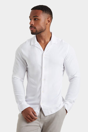 Plain Revere Collar Shirt in White - TAILORED ATHLETE - USA