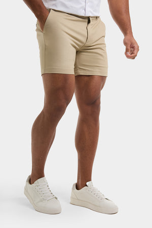 Athletic Fit Chino Shorts 5'' in Stone - TAILORED ATHLETE - USA