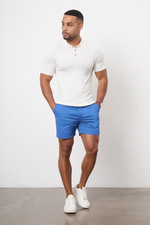 Athletic Fit Chino Shorts 5'' in Mid Blue - TAILORED ATHLETE - USA