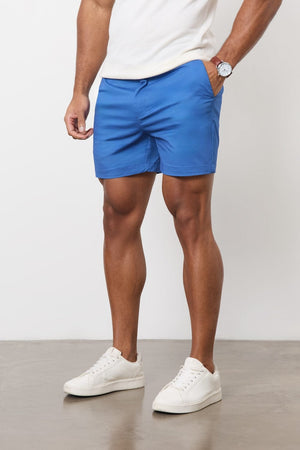 Athletic Fit Chino Shorts 5'' in Mid Blue - TAILORED ATHLETE - USA