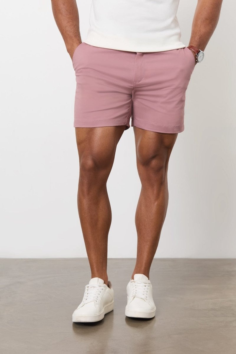 WestAce Men's Baby Pink Chino Shorts – Stretch Cotton Slim Fit, Casual Summer Half Pants, 5-Pocket, Sizes 30-40