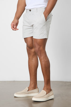 Athletic Fit Chino Shorts 5" in Silver Grey - TAILORED ATHLETE - USA