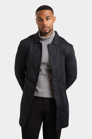 Shower Resistant Collared Coat in Black - TAILORED ATHLETE - USA