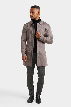 Shower Resistant Collared Coat in Mole - TAILORED ATHLETE - USA