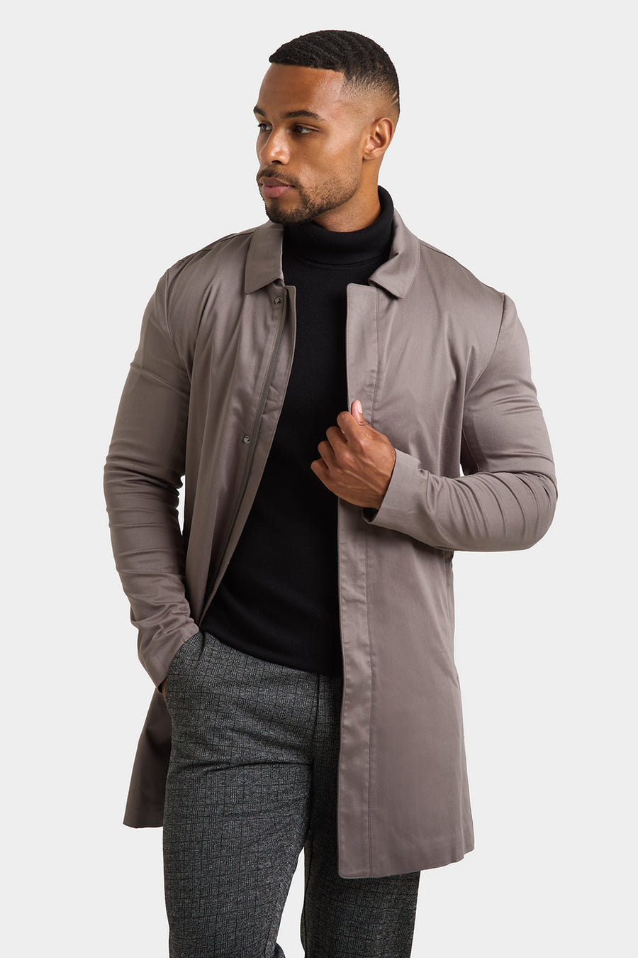 Shower Resistant Collared Coat in Mole - TAILORED ATHLETE - USA