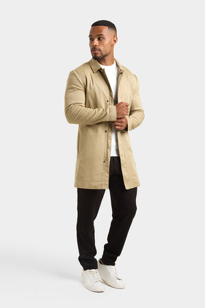 Shower Resistant Collared Coat in Stone - TAILORED ATHLETE - USA