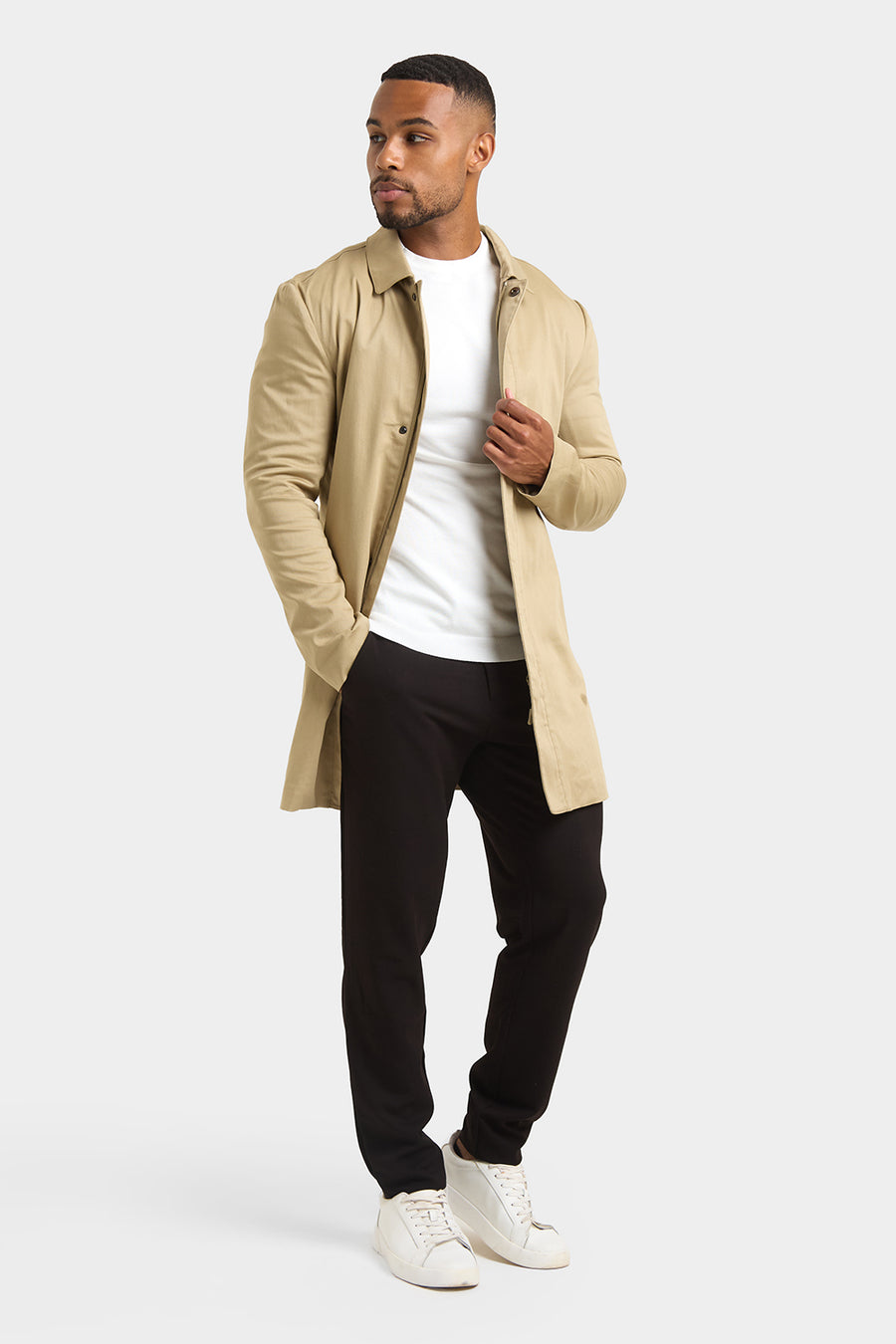 Shower Resistant Collared Coat in Stone - TAILORED ATHLETE - USA