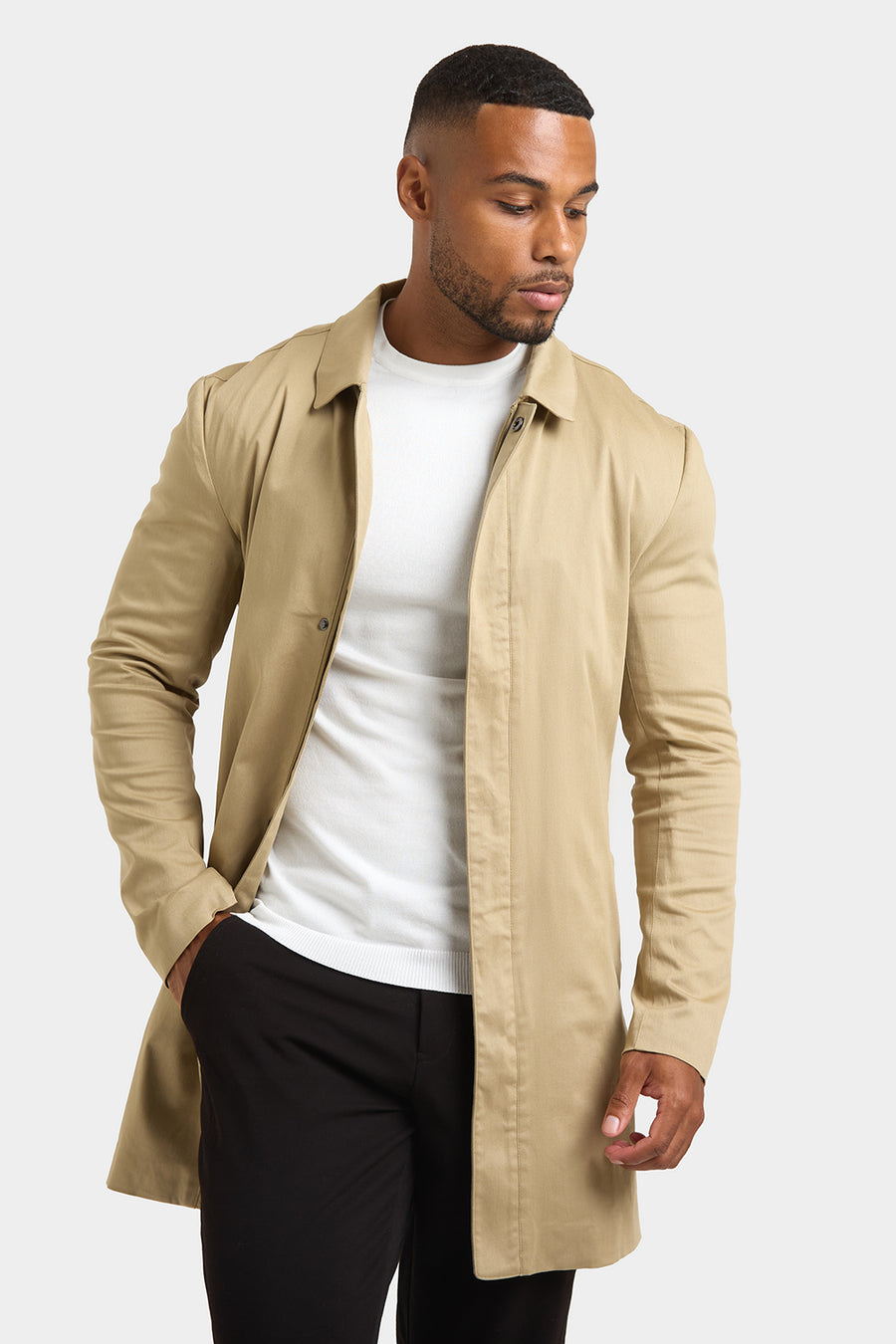 Shower Resistant Collared Coat in Stone - TAILORED ATHLETE - USA