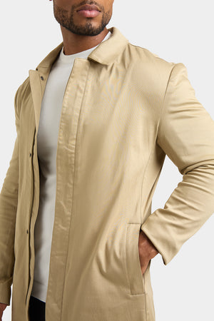 Shower Resistant Collared Coat in Stone - TAILORED ATHLETE - USA