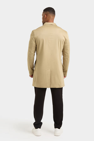 Shower Resistant Collared Coat in Stone - TAILORED ATHLETE - USA