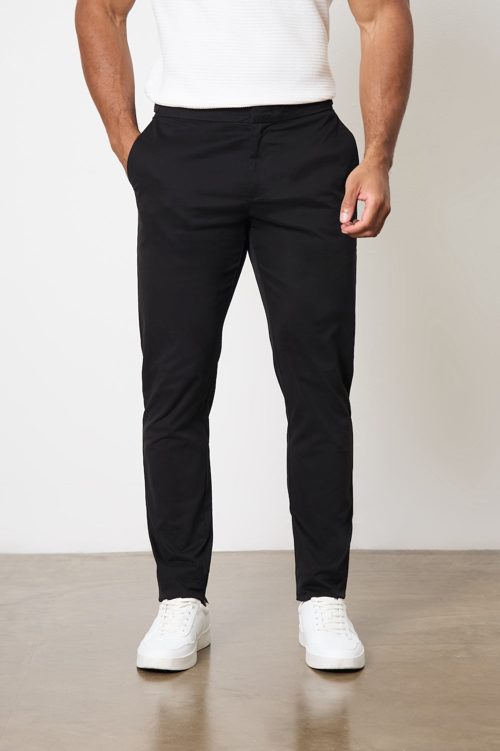Smart Chino Side Adjuster Pants in Black - TAILORED ATHLETE - USA