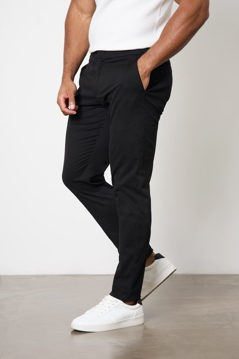 Smart Chino Side Adjuster Pants in Black - TAILORED ATHLETE - USA