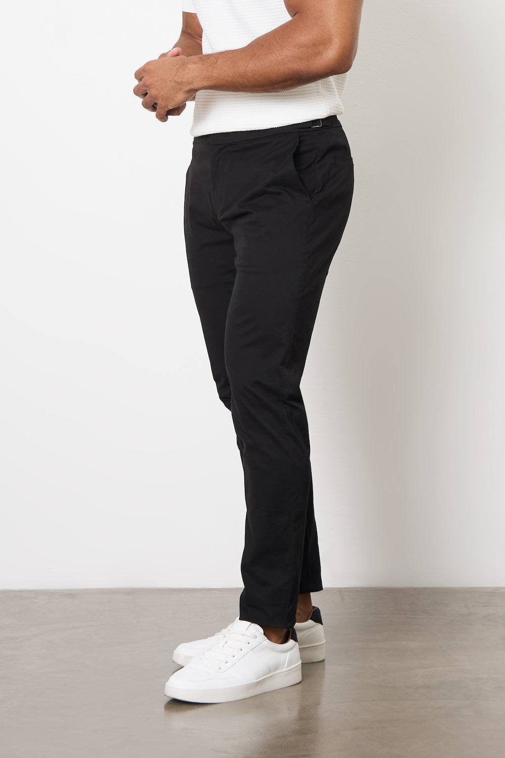 Smart Chino Side Adjuster Pants in Black - TAILORED ATHLETE - USA