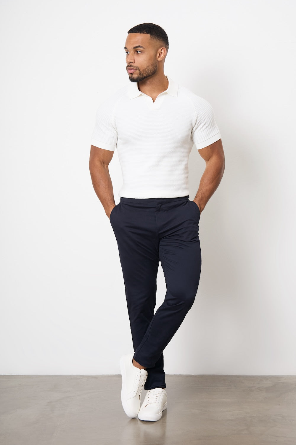 Smart Chino Side Adjuster Pants in Navy - TAILORED ATHLETE - USA
