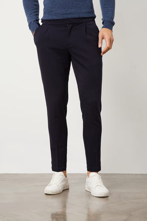 Pleat Side Adjuster Pants in Navy - TAILORED ATHLETE - USA