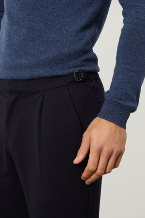 Pleat Side Adjuster Pants in Navy - TAILORED ATHLETE - USA