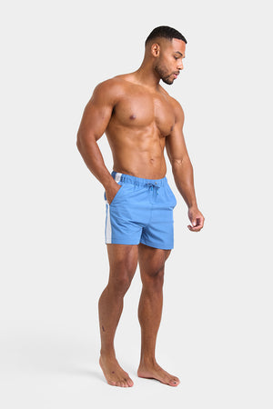 Side Stripe Swim Shorts in Pale Blue - TAILORED ATHLETE - USA