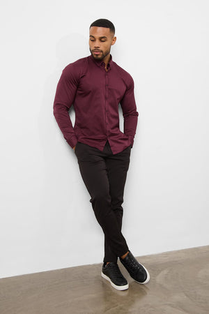 Athletic Fit Signature Shirt 2.0 in Burgundy - TAILORED ATHLETE - USA