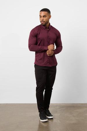 Athletic Fit Signature Shirt 2.0 in Burgundy - TAILORED ATHLETE - USA