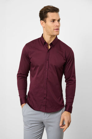 Athletic Fit Signature Shirt 2.0 in Burgundy - TAILORED ATHLETE - USA