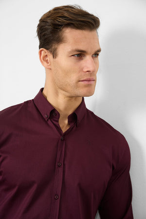 Athletic Fit Signature Shirt 2.0 in Burgundy - TAILORED ATHLETE - USA