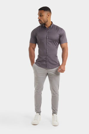 Athletic Fit Short Sleeve Signature Shirt in Grey - TAILORED ATHLETE - USA