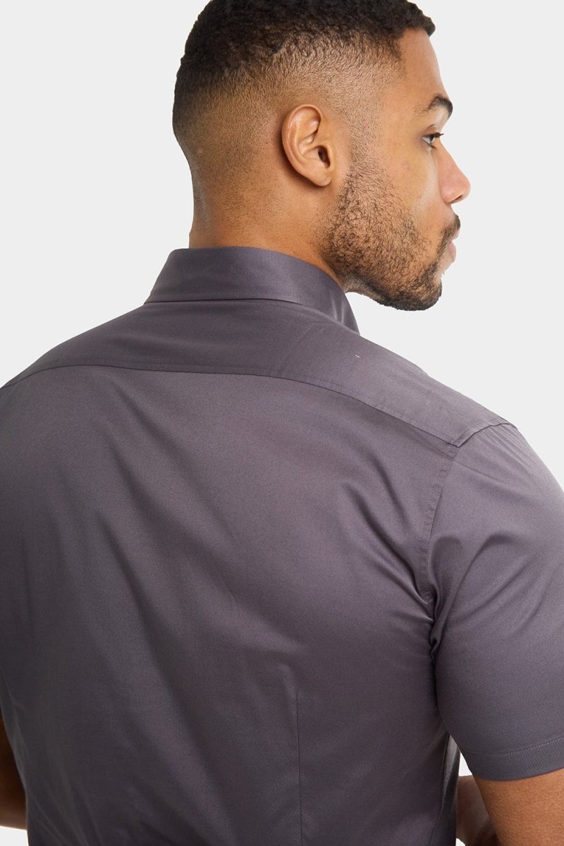 Athletic Fit Short Sleeve Signature Shirt in Grey - TAILORED ATHLETE - USA
